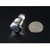 Rugged Metal Pushbutton with Blue LED Ring - 16mm Blue Momentary