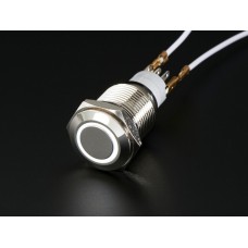 Rugged Metal Pushbutton with White LED Ring - 16mm White Momentary