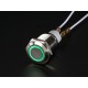 Rugged Metal Pushbutton with Green LED Ring - 16mm Green Momentary