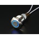 Rugged Metal On/Off Switch with Blue LED Ring - 16mm Blue On/Off