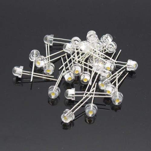 100pcs 4.8mm Led White Straw Hat Led Diode 6000-7000K Wide Angle DIP LED(1400-16