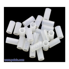 Nylon Spacer: 10mm Length, 5mm OD, 3.3mm ID (25-Pack)